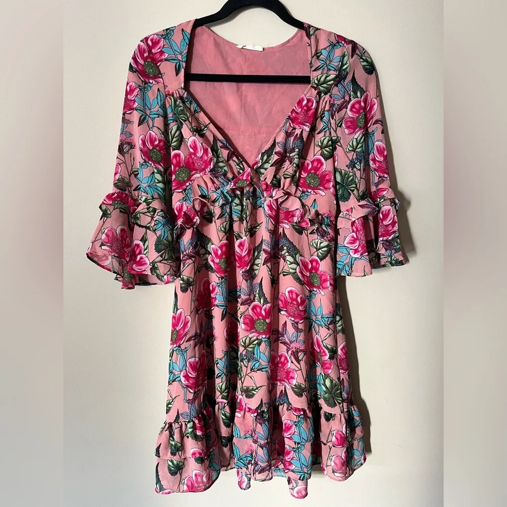 For Love & Lemons Churro Mini Dress Pink Flamenco Small - Picture 5 of 12